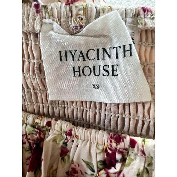 Hyacinth House Women's Cream & Red Floral Squareneck Smocked Blouse Size XS NWT - Picture 4 of 7
